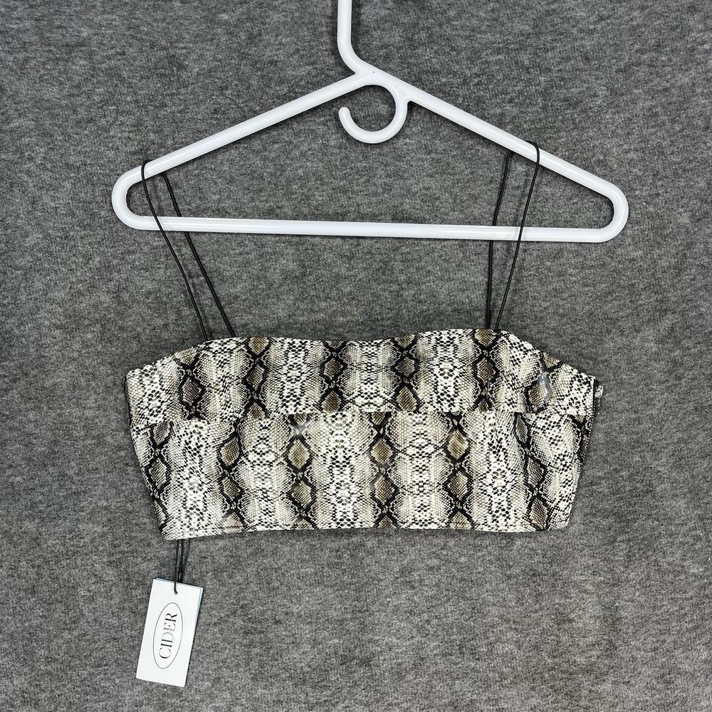 NWT Cider Top Womens Small Crop Snake Skin Spaghetti Strap Bralette Festival